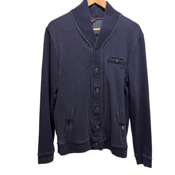 Ted Baker London Navy Blue Button Down Cardigan Sweater Size 4 Large - Picture 1 of 12